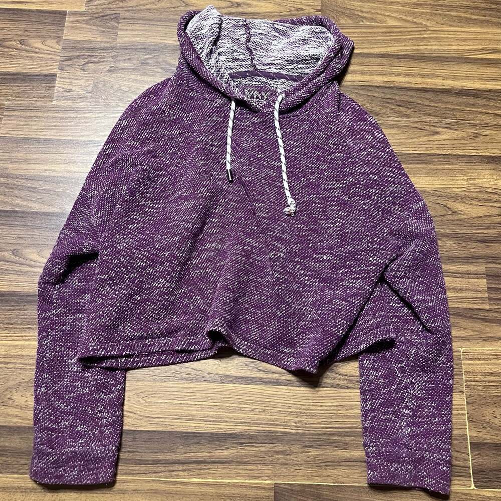Marc New York Performance Women's Purple Marled Knit Cropped Hoodie